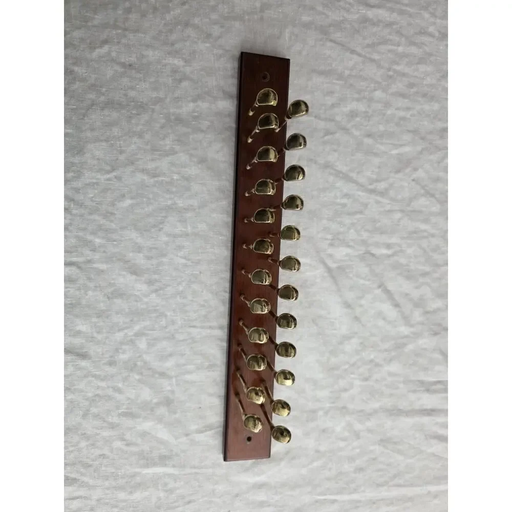 Vintage Brass Golf Club Peg Hanger Wood Tie Rack Wall Mount Scarf Belt